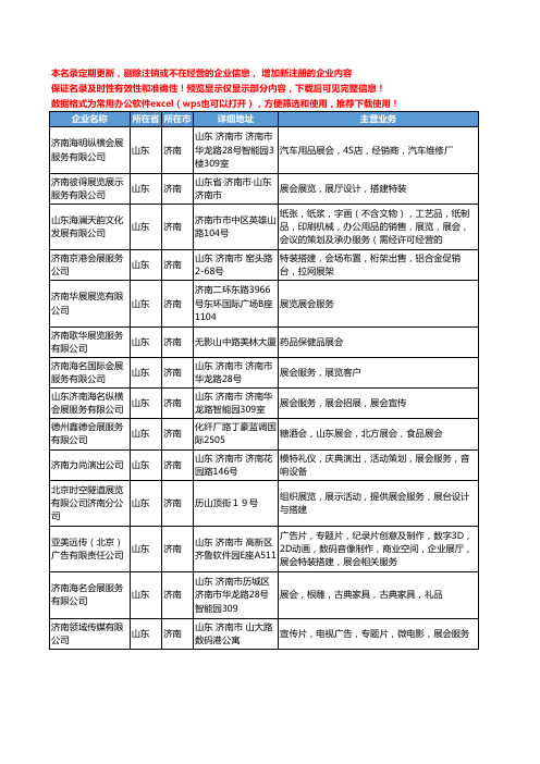 新版山东省济南展会服务工商企业公司商家名录名单联系方式大全43家