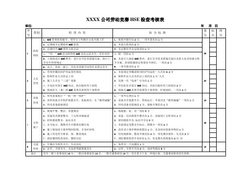 劳动竞赛检查考核表