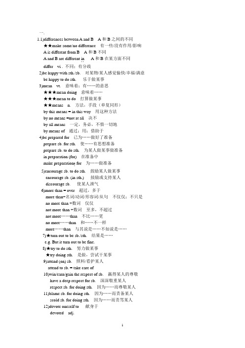 【精心整理 强力推荐】高一英语上学期知识点总结