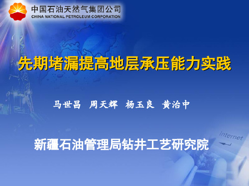 先期堵漏提高地层承压能力实践,马世昌