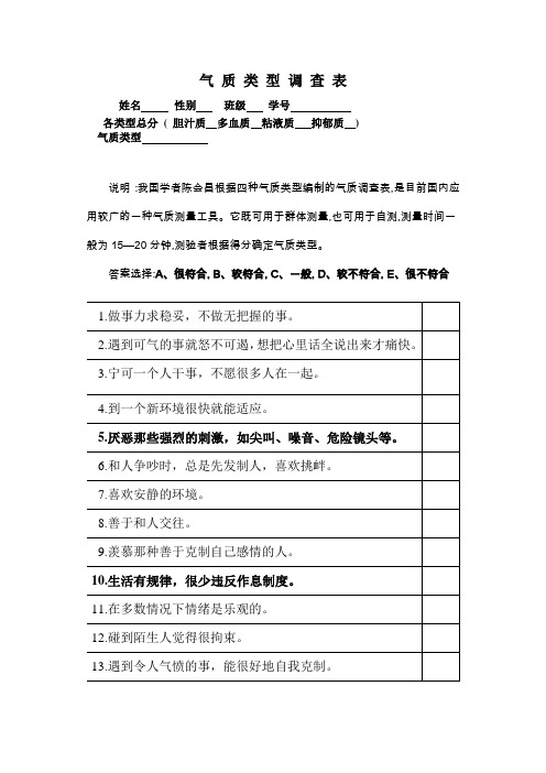 气质类型