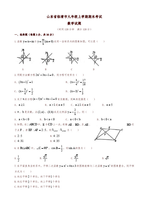 2019年山东省临清市九年级上册期末考试数学试题有答案-优质版