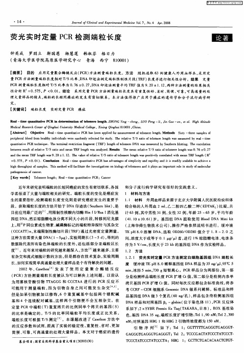 荧光实时定量PCR检测端粒长度