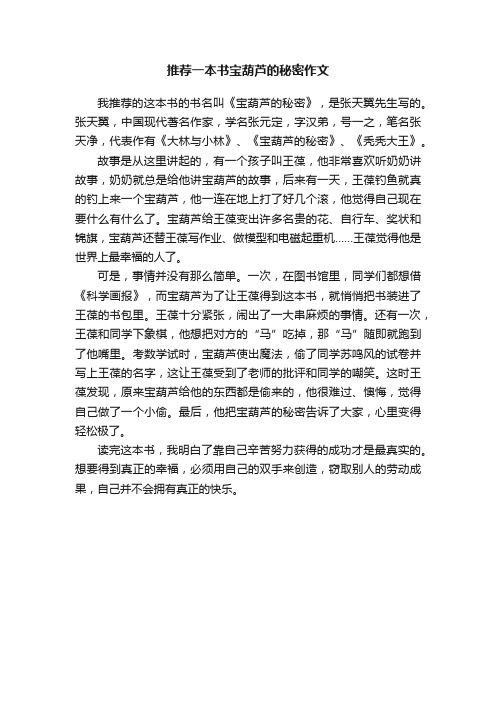 推荐一本书宝葫芦的秘密作文