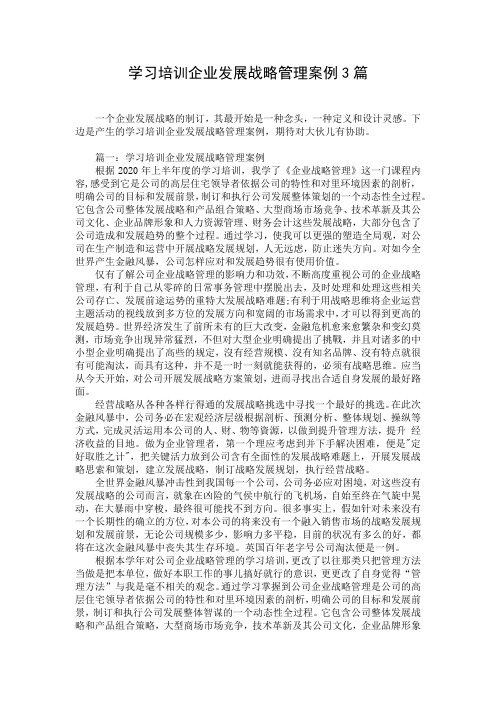 学习培训企业发展战略管理案例3篇