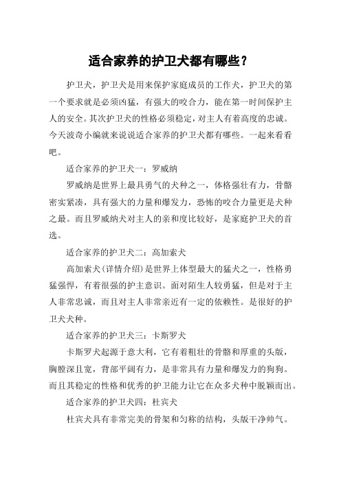 适合家养的护卫犬都有哪些？