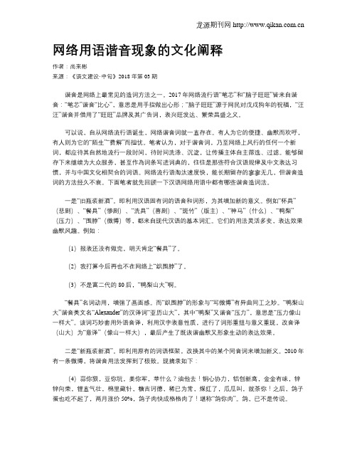 网络用语谐音现象的文化阐释