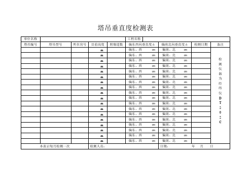 塔吊垂直度检测表