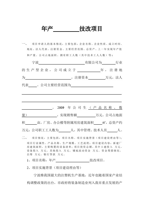 技改备案报告