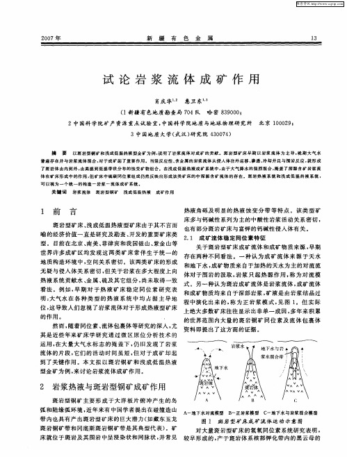 试论岩浆流体成矿作用