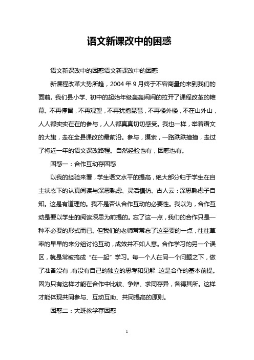 语文新课改中的困惑