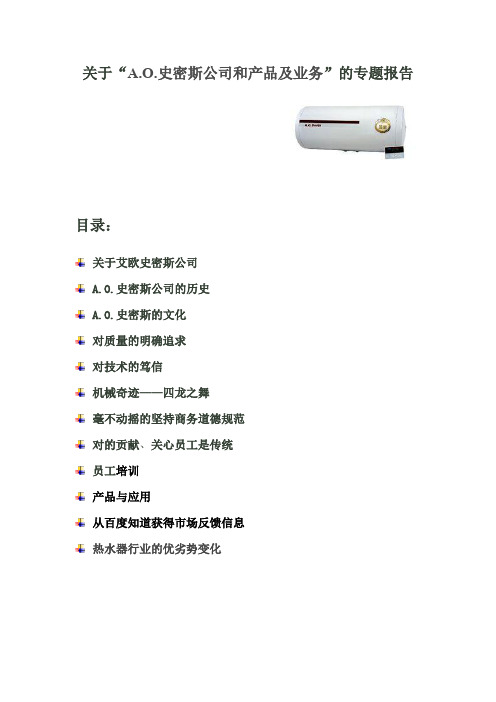 关于“AO史密斯公司和产品及业务”的专题报告