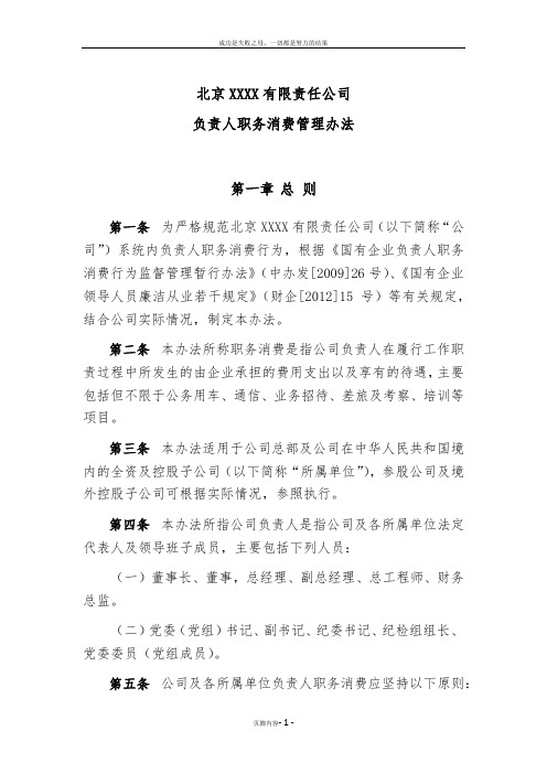XX公司负责人职务消费管理办法