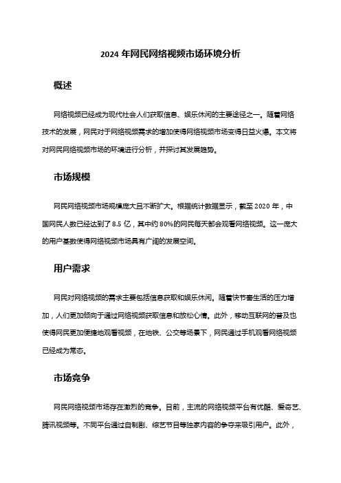 2024年网民网络视频市场环境分析