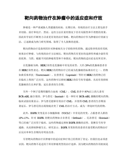 靶向药物治疗在肿瘤中的适应症和疗效