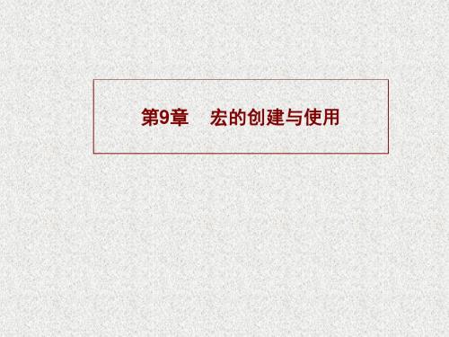 第9章 宏的创建和使用-PPT文档资料