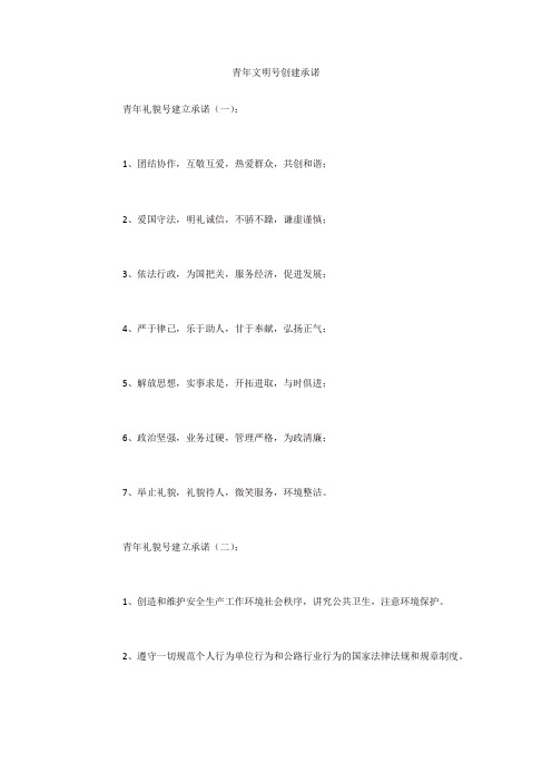 专题范文精编：青年文明号创建承诺