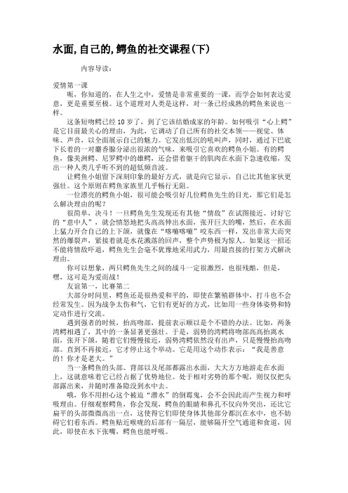 水面,自己的,鳄鱼的社交课程(下).