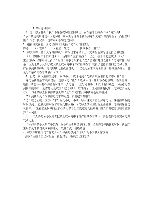 《钓鱼的启示》课后练习答案