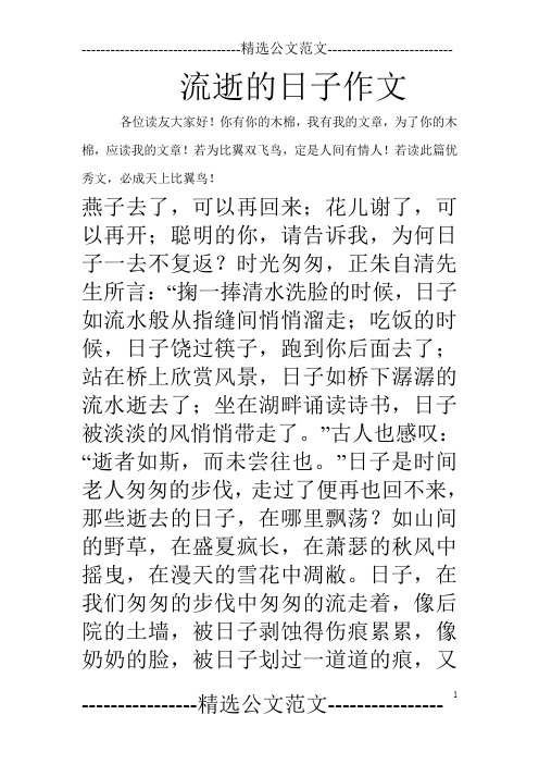 流逝的日子作文
