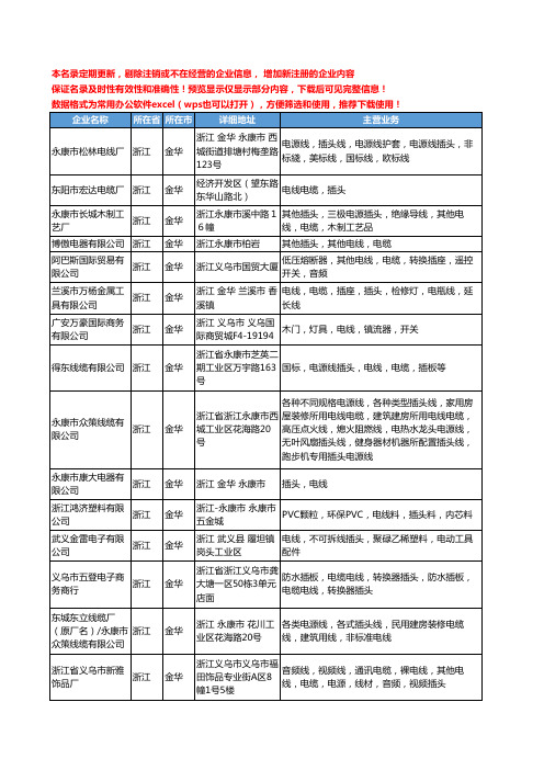 新版浙江省金华电线插头工商企业公司商家名录名单联系方式大全34家