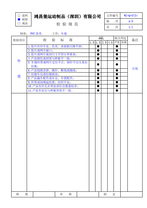 车缝检验规范
