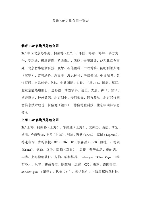 SAP公司大全