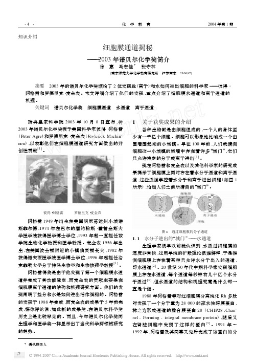 细胞膜通道揭秘