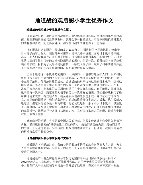 地道战的观后感小学生优秀作文