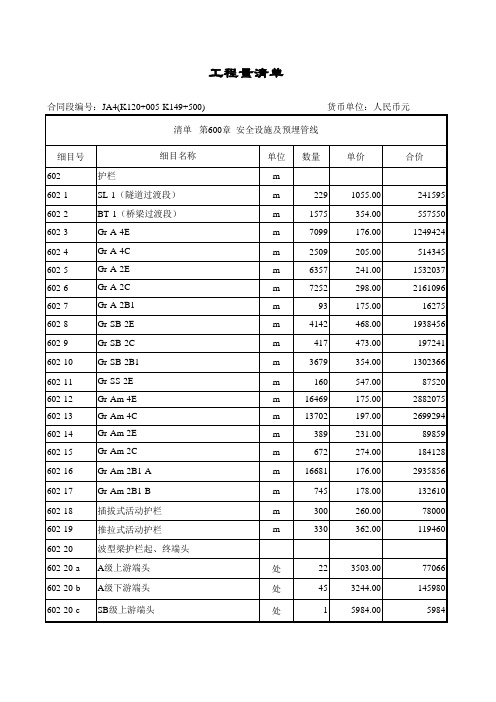 交安工程工程电子清单