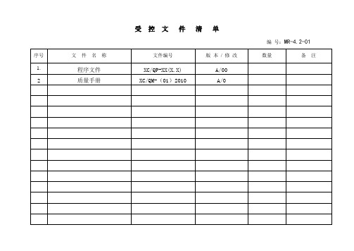空白记录表格
