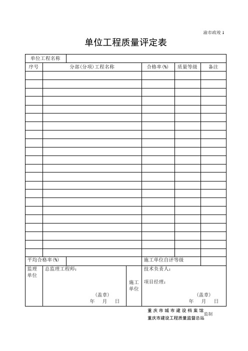 渝市政验评表