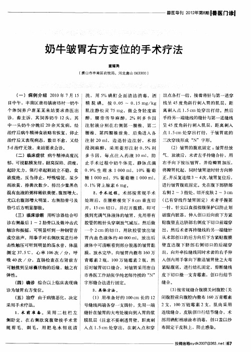 奶牛皱胃右方变位的手术疗法