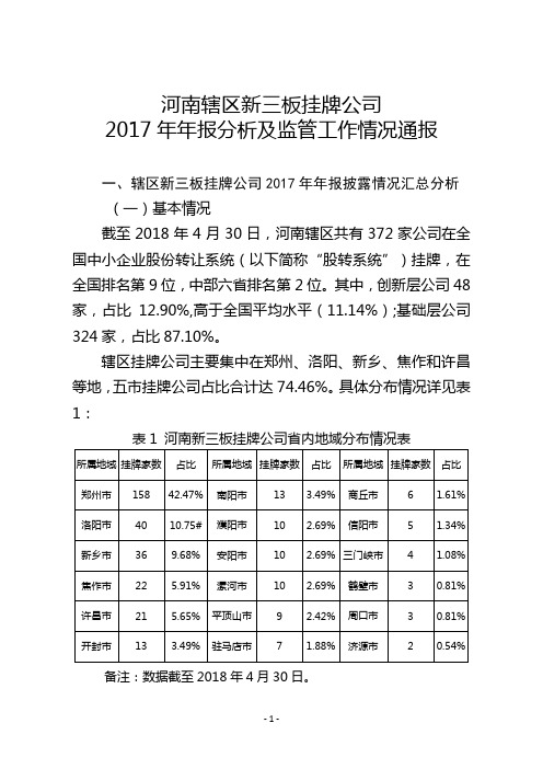 河南辖区新三板挂牌公司