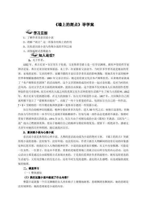《墙上的斑点》学案