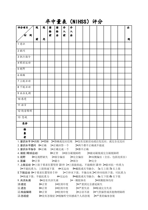 卒中量表(NIHSS)评分