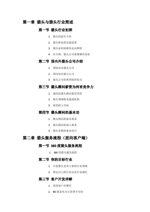 猎头顾问培训目录