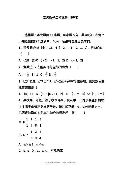2020—2021年最新高考总复习数学(理)二轮复习模拟试题十三及答案解析.docx