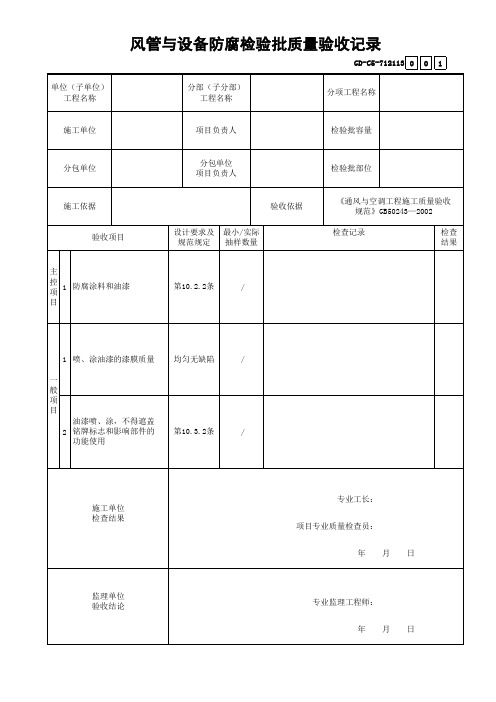 7.1.2.113风管与设备防腐检验批质量验收记录-001