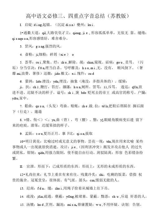 高中语文必修三、四重点字音总结(苏教版).doc