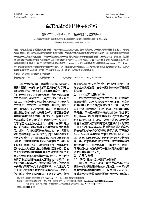 乌江流域水沙特性变化分析