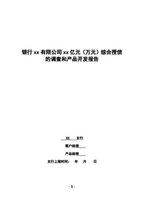 银行对xx有限公司xx亿元(万元)综合授信的调查和产品开发报告