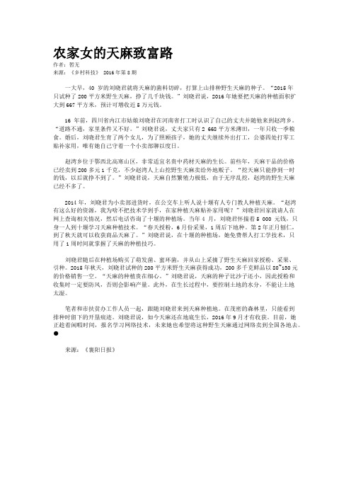 农家女的天麻致富路