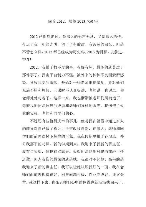 回首2012,展望2013_750字
