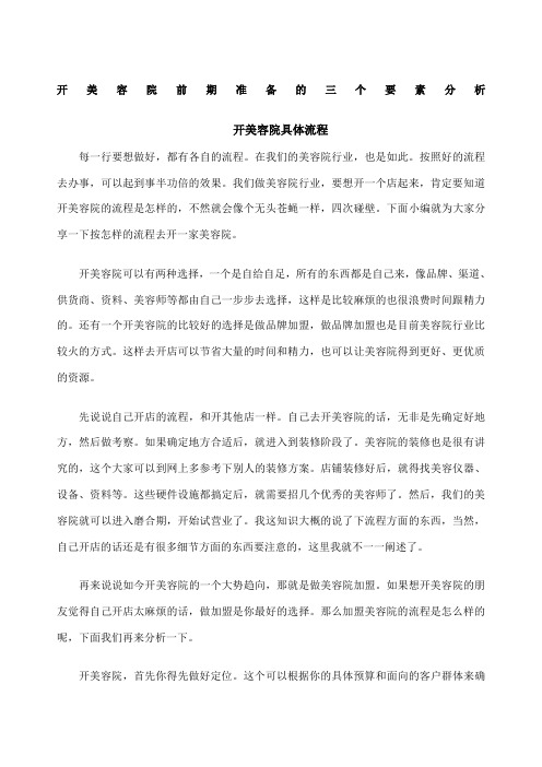 开美容院前期准备的三个要素分析