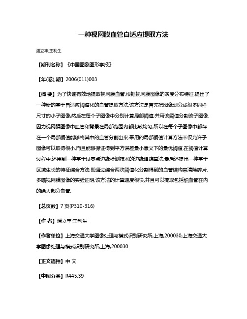 一种视网膜血管自适应提取方法