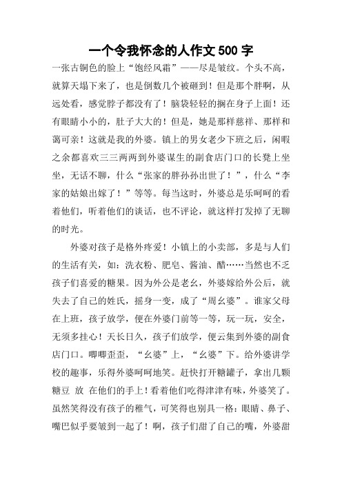 一个令我怀念的人作文500字