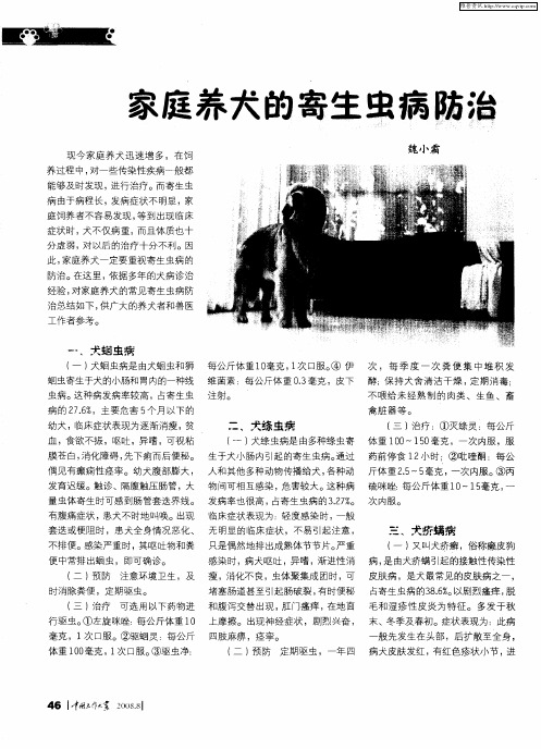 家庭养犬的寄生虫病防治