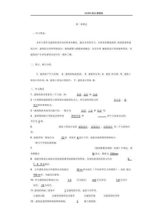 房屋建筑学章节复习资料全