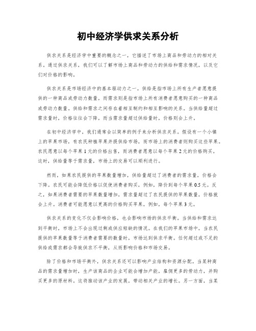 初中经济学供求关系分析